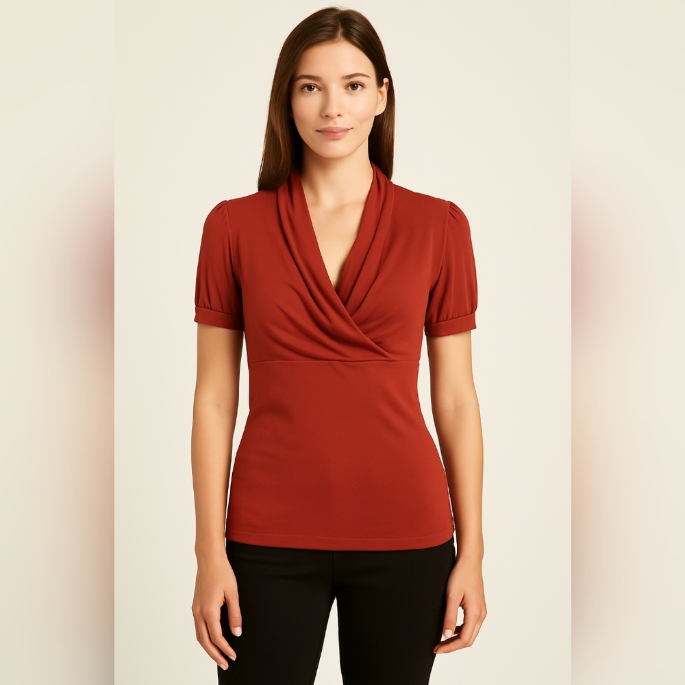 Ab) Banana Republic Rust Red Drape Front Top – XS